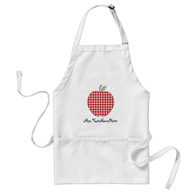 Tablier rouge de professeur d'Apple de guingan (Devant)