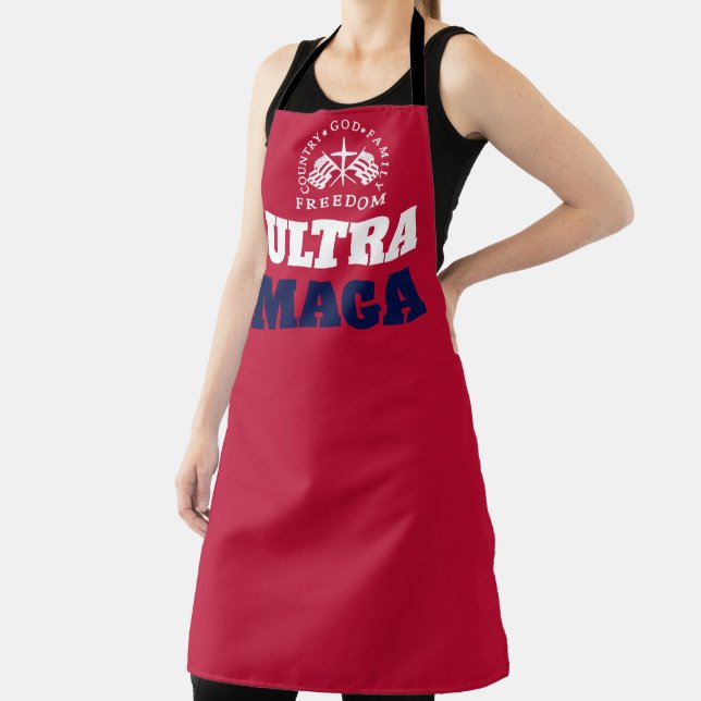 Tablier rouge Dieu Famille Pays Liberté ULTRA MAGA (Insitu)