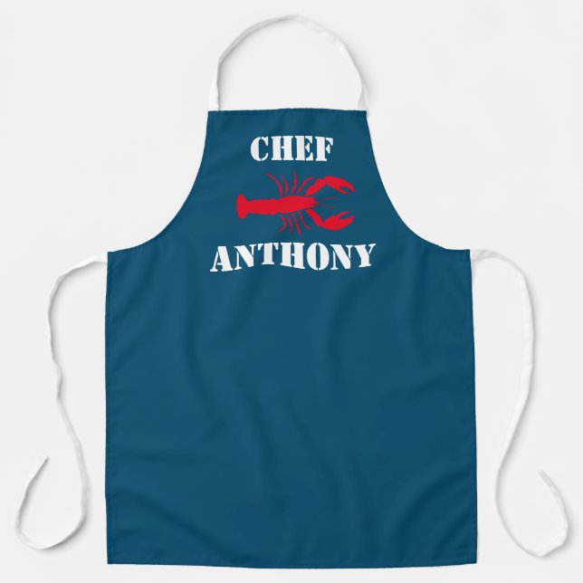 Tablier Rouge Homard Marine Bleu Chef Personnalisé Homme (Recto)