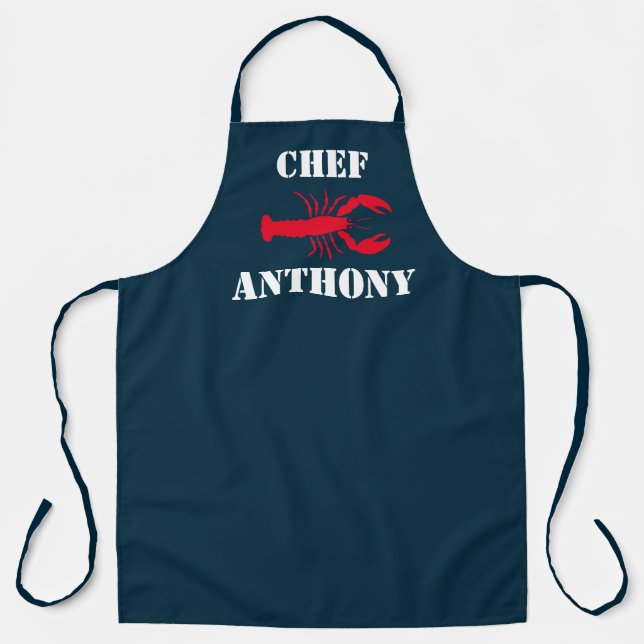 Tablier Rouge Homard Nautique Marine Bleu Chef personnalis (Recto)