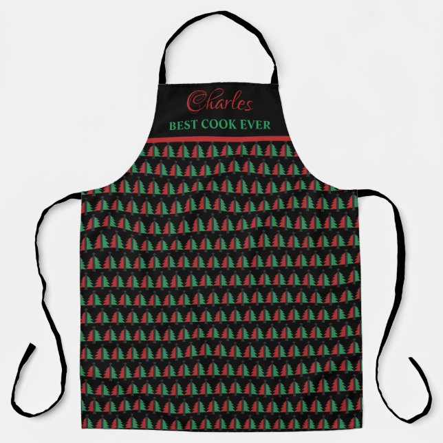 Tablier Rouge noir vert sapin de Noël Motif Kwanzaa (Recto)
