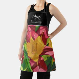 Tablier Rouge Tiger Lily floral, maman