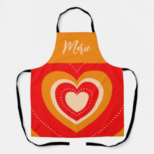 Tablier Rouge Vibrant Coeur mignon Nom personnalisé
