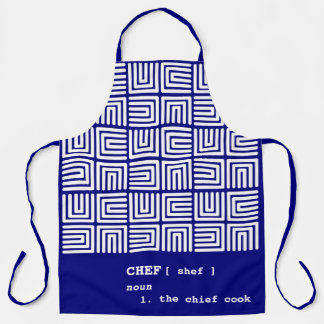 Tablier royal bleu CHEF Boîtes imbriquées Tribal Africa Mo
