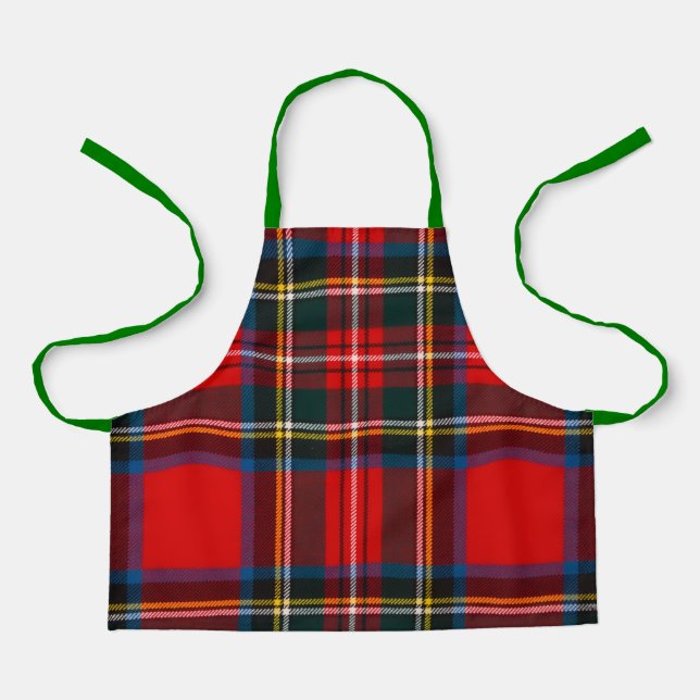 Tablier Royal Stewart Red Plaid Green Strap Apron (Recto)