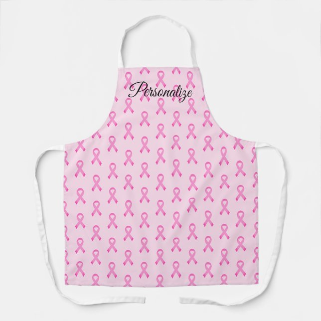 Tablier Ruban rose conscience cancer du sein cuisine perso (Recto)