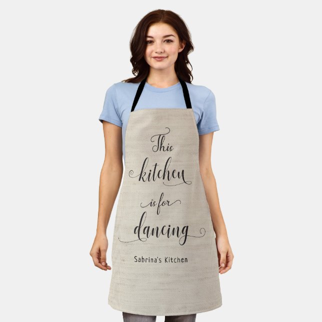 Tablier Russe Beige Burlap Funny Kitchen Citation Texte (Porté)