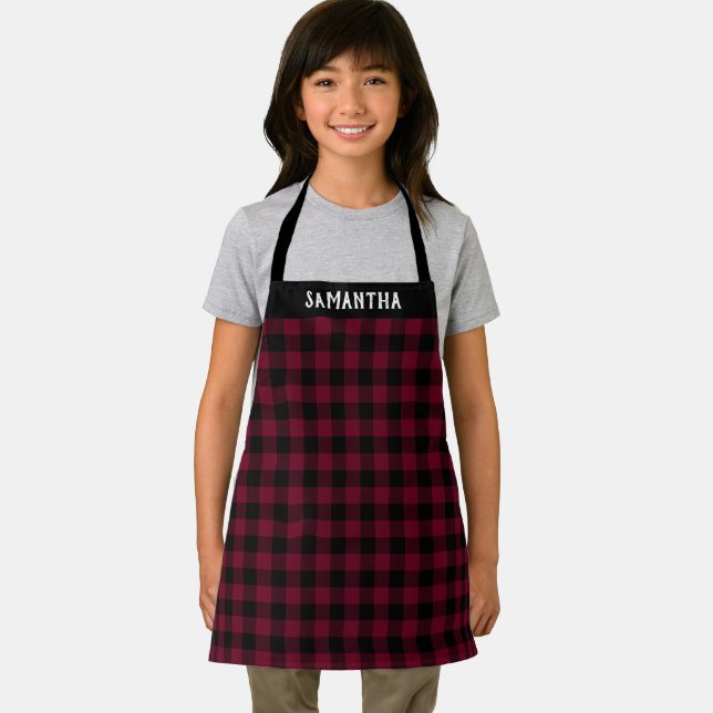 Tablier Russe Bourgogne noir Buffle Plaid vacances sur mes (Insitu)