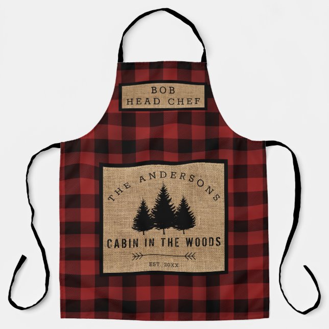 Tablier Rustic Country Nom de famille Cabine dans Wood Hea (Recto)