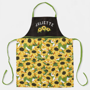 Tablier Rustic Sunflower & Wood Nom d'ajout