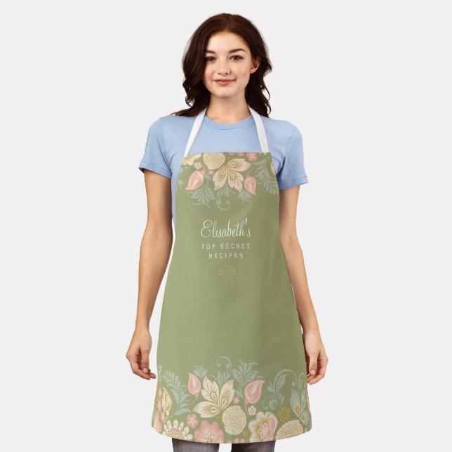 Tablier rustique pays élégant chef de cuisine florale (Porté)