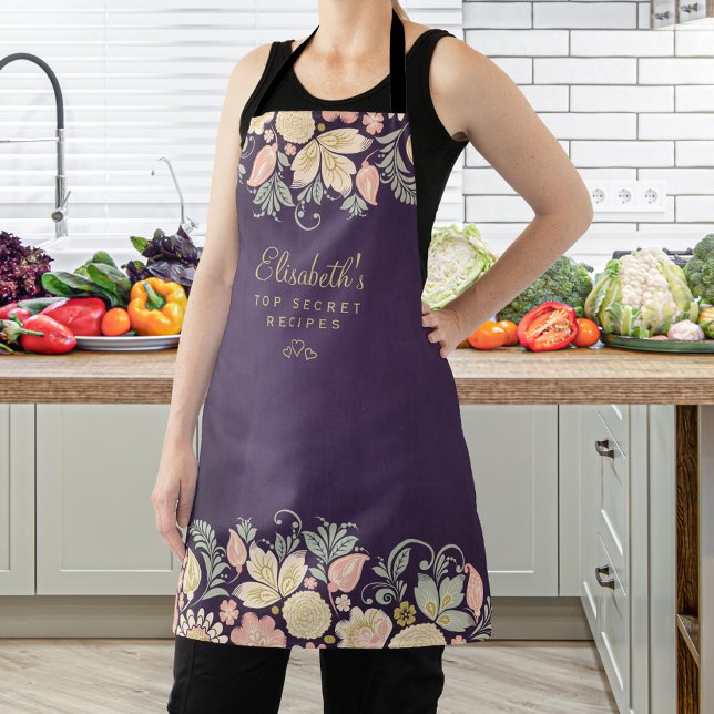 Tablier rustique pays élégant chef de cuisine florale (Créateur téléchargé)