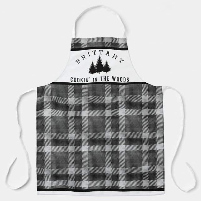Tablier Rustique Plaid Nom personnalisé Cuisine dans les b (Recto)