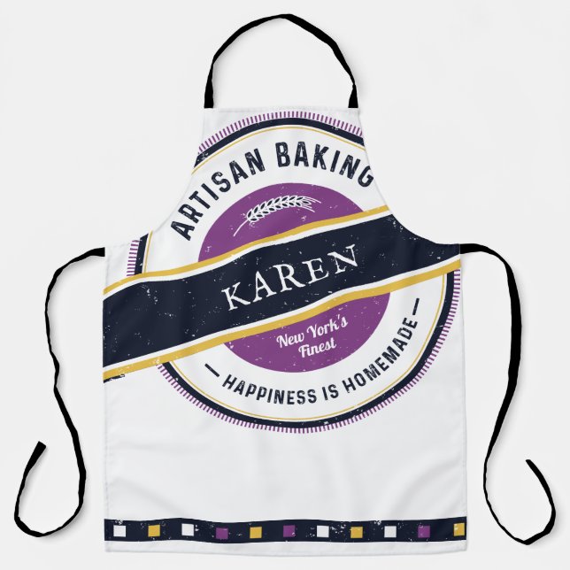 Tablier Rustique Violet Marine Artisanal Hipster (Recto)