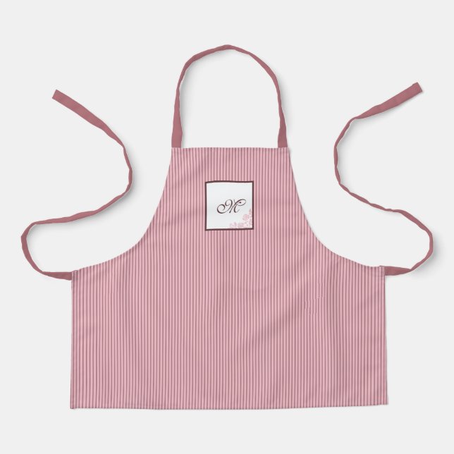 Tablier S Rose en bande rose Motif de script initial Monog (Recto)