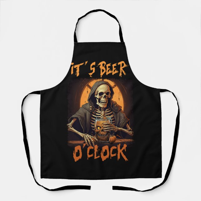 Tablier Sa Bière O'Clock Skeleton Boire Bière Boire Ha (Recto)