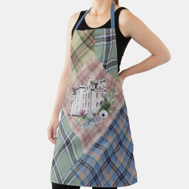 Tablier Sacs de Plaids avec Château d'Ecosse et Fleurs (Insitu)