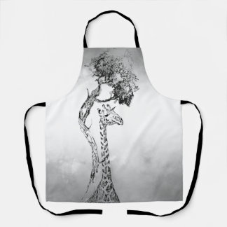 Tablier Safari scène avec Giraffe et Arbre Enk Art Apron