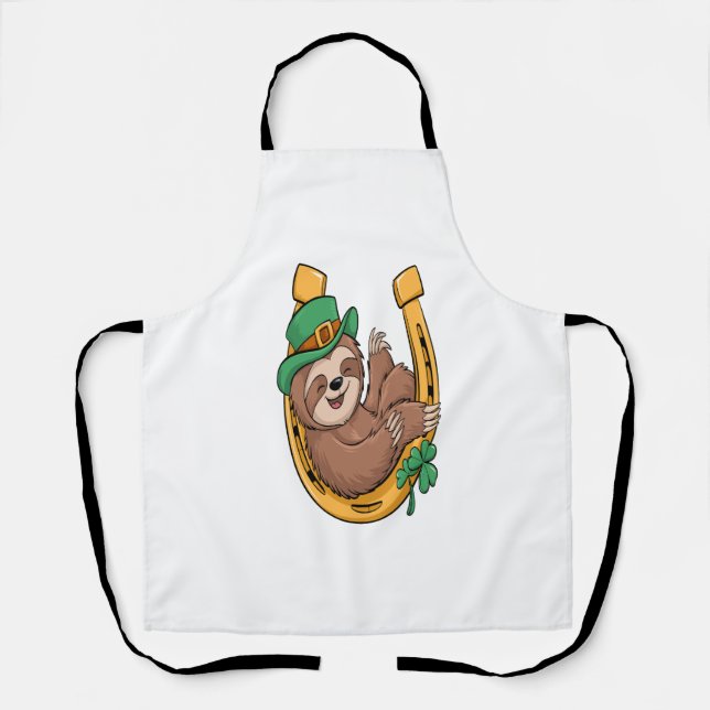 Tablier Saint Patrick's Day Sloth Horseshoe Lucky (Recto)