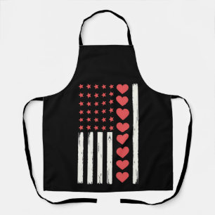 Tablier Saint-Valentin US Drapeau Coeurs USA Vintage