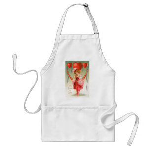 Tablier Saint-Valentin vintage, fille victorienne avec des