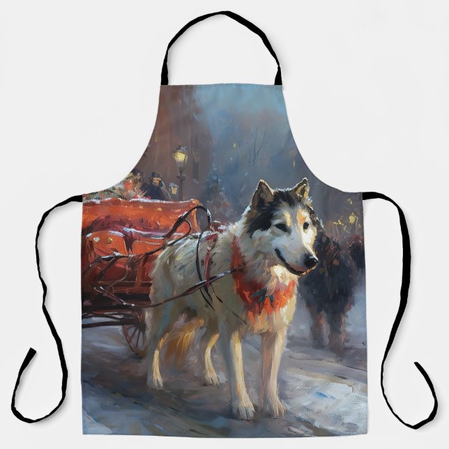 Tablier Saison de Noël du Malamute de l'Alaska (Recto)