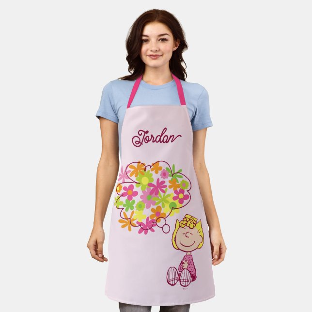 Tablier Sally pense aux fleurs | Ajouter Votre Nom (Porté)