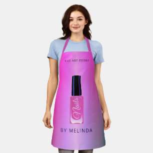 Tablier Salon à ongles manicuriste moderne rose rose parti