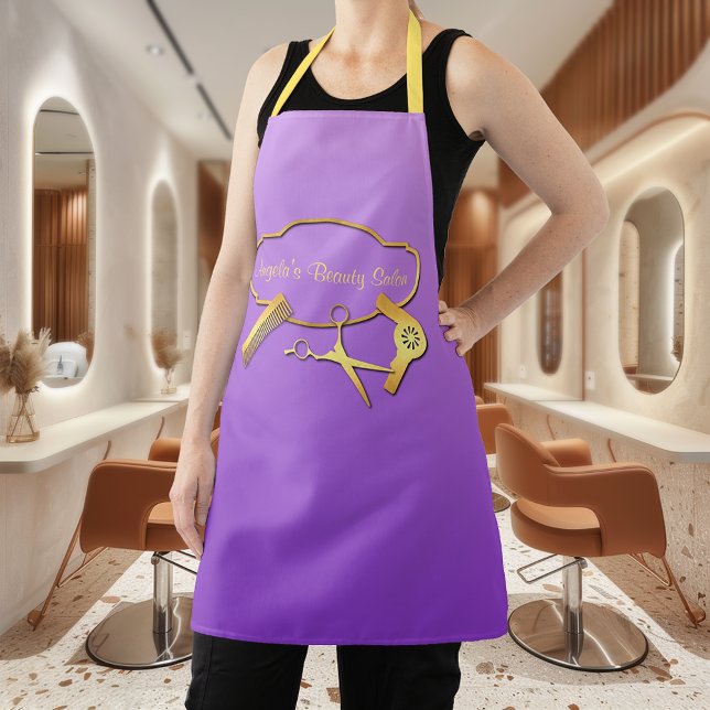 Tablier Salon de beauté Gold et Purple (Créateur téléchargé)