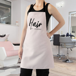 Tablier Salon de coiffure Staff Logo Écriture Rose Pâle