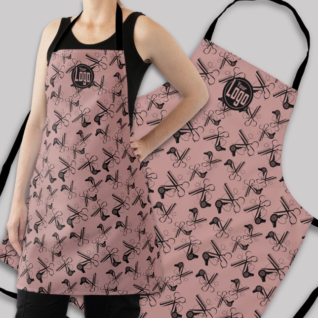 Tablier Salon du logo du Motif de souffleur noir rose (Black Pink Clippers Comb Blower Pattern Logo Salon Apron)