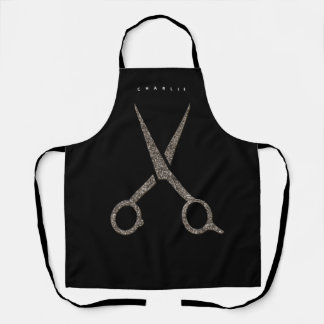 Tablier SALON Hair styliste - ciseaux modernes noir Apron