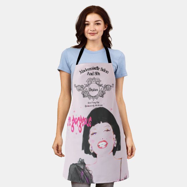 Tablier Salon Spa Apron Texte Étincelant Face Étincelle (Porté)