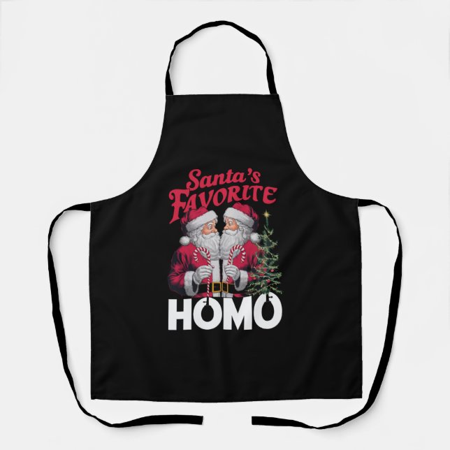 Tablier Santas Favori Homo Gay Christmas LGBTQ Pride (Recto)