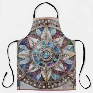 Tablier Saphirs roses et bleus Diamants Perles Mandala