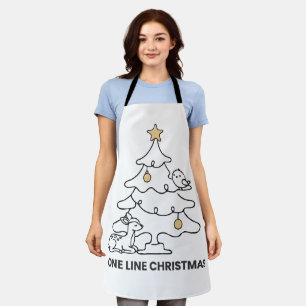 Tablier Sapin de Noël minimaliste à une ligne