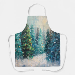 Tablier Sapins de Noël verts Forêt d'hiver