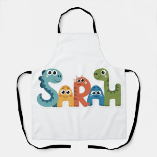 Tablier Sarah Dinosaur Nom Cute Dino Lettres Design