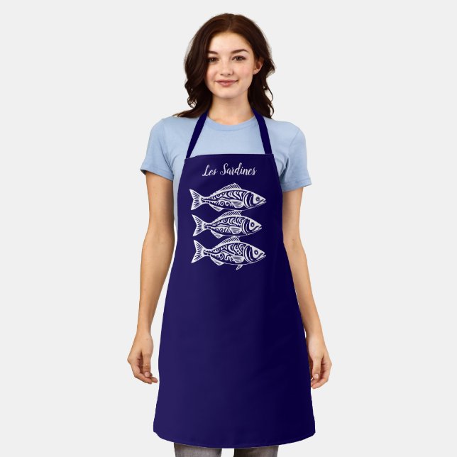 Tablier Sardines-Bleu Hawaïen (Porté)