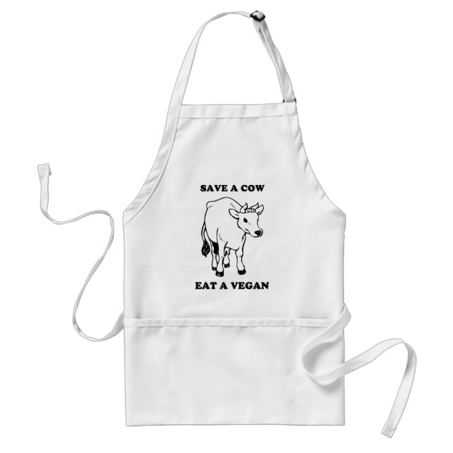 Tablier Sauvez une vache. Mangez un vegan. (Devant)