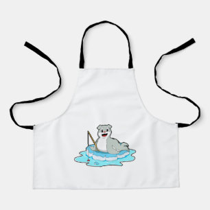 Tablier Sceau à la pêche avec canne à pêche