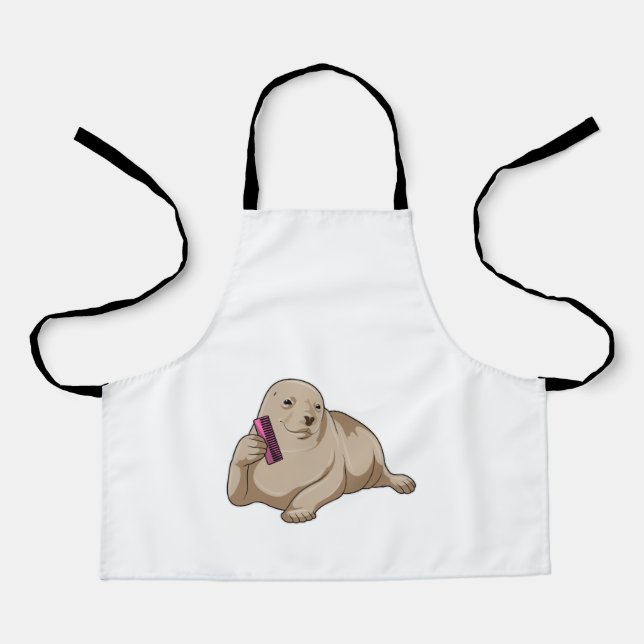 Tablier Sceau comme coiffeur avec peigne (Recto)