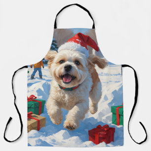 Tablier Scène de neige festive de Noël Bichon Frise