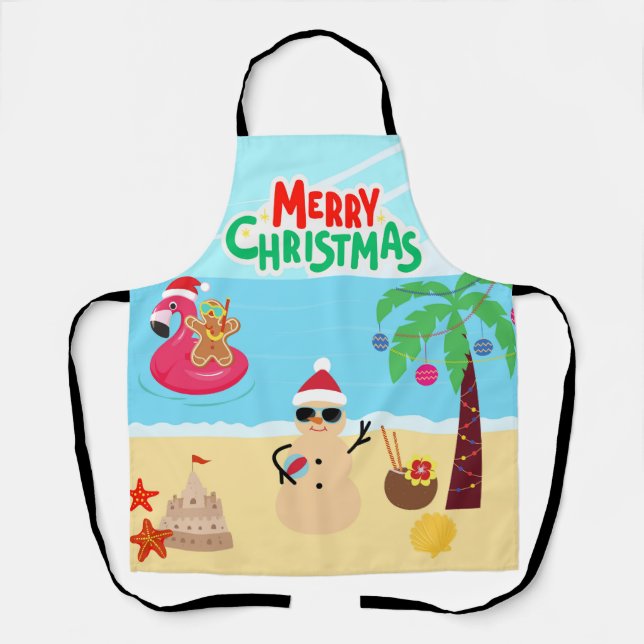 Tablier Scène de Noël à la plage (Recto)