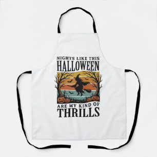 Tablier Scène d'effroi de sorcière vintage Halloween Gravu