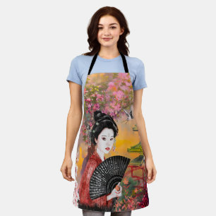 Tablier Scène Japonaise Avec Une Femme