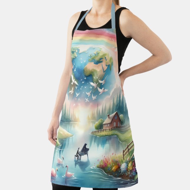 Tablier Scène Whimsical Rainbow Earth Imaginaire (Insitu)