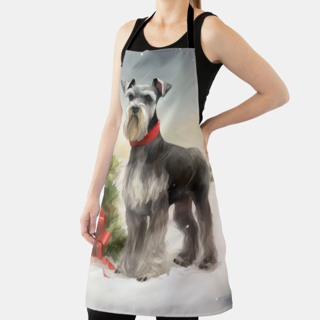 Tablier Schnauzer Chien à Noël de neige (Insitu)