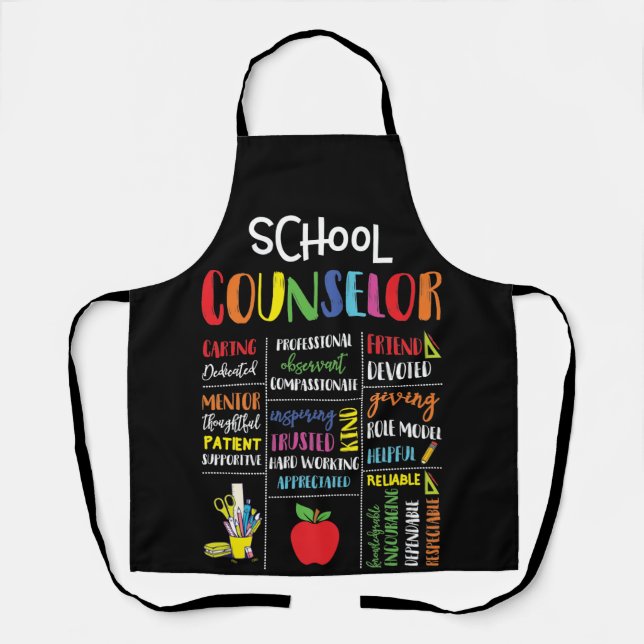 Tablier School Counselor Caring Dedicated Friend Devoted (Recto)