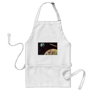 Tablier Science-fiction vintage, vaisseau à fusée au-dessu